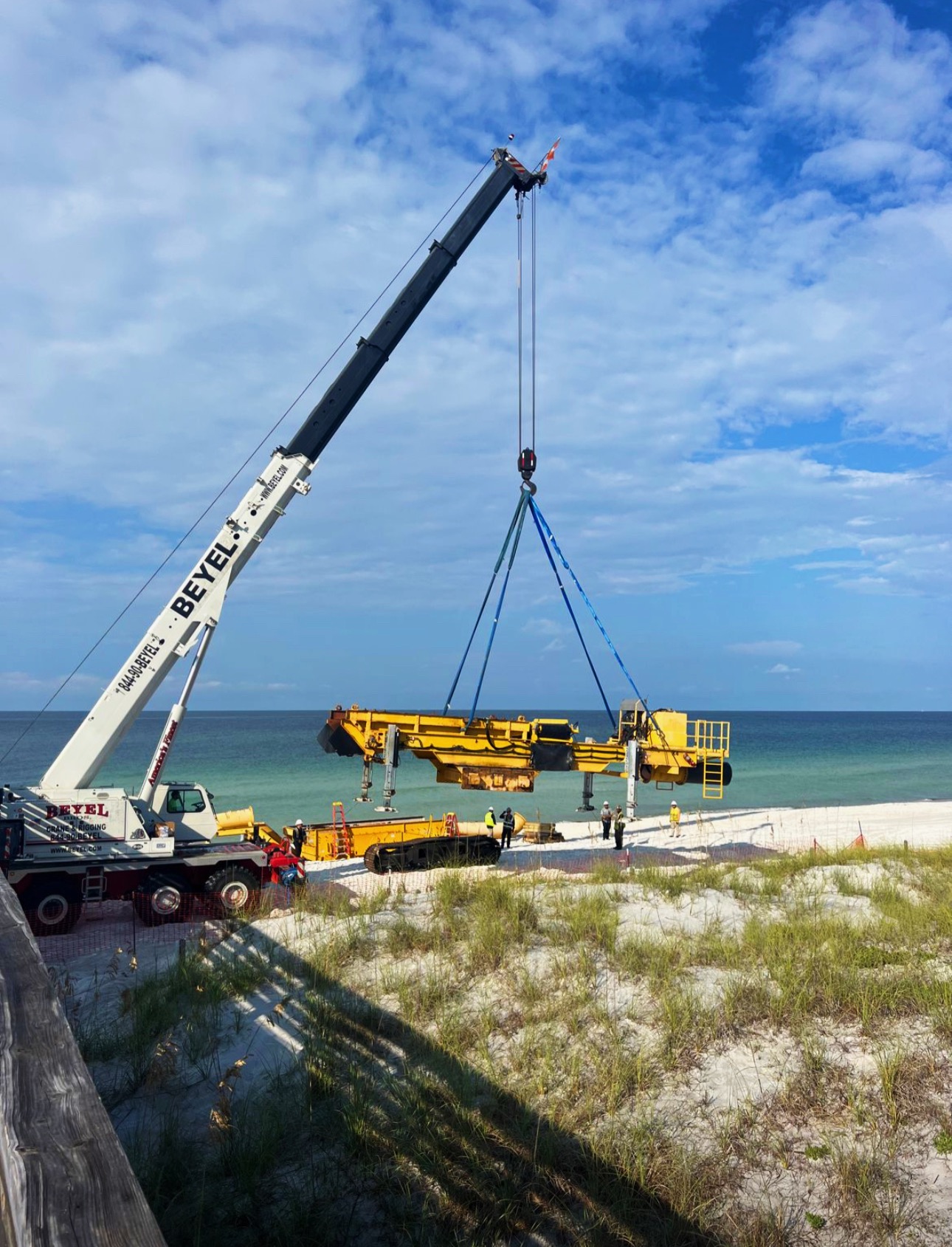 Beyel Brothers cranes on a beach lift